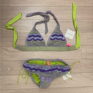 Vibrant Purple and Green divino seas Bikini Set